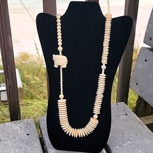 Vintage 1960s Hand-carved Bone Elephant Necklace